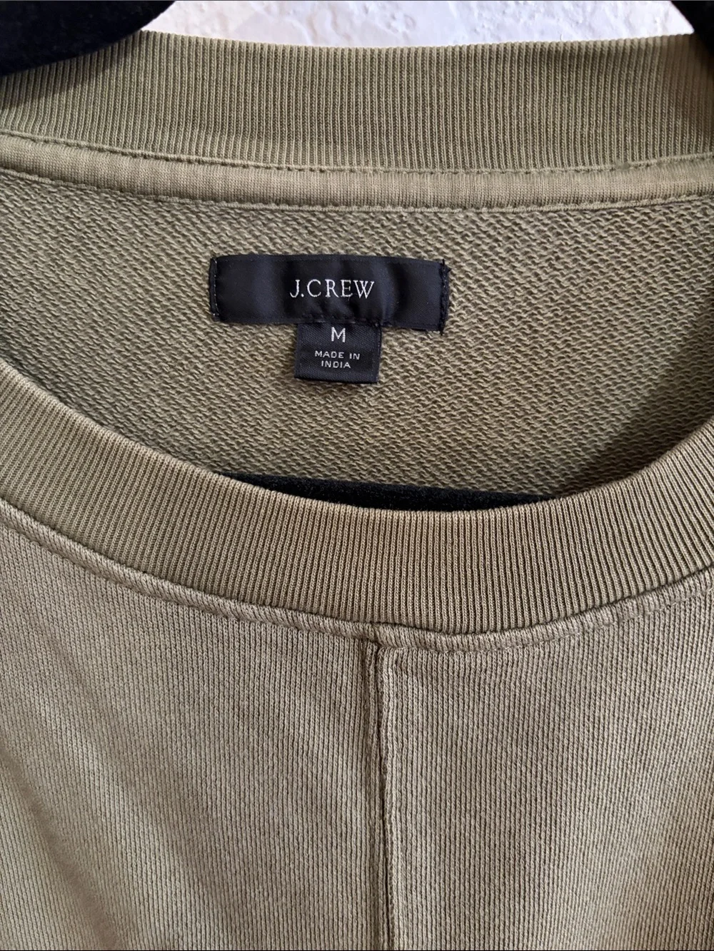 J. Crew Olive Green Men's Crewneck Sweatshirt with Pocket